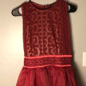 NWOT Red high-low big skirt high neck prom dress